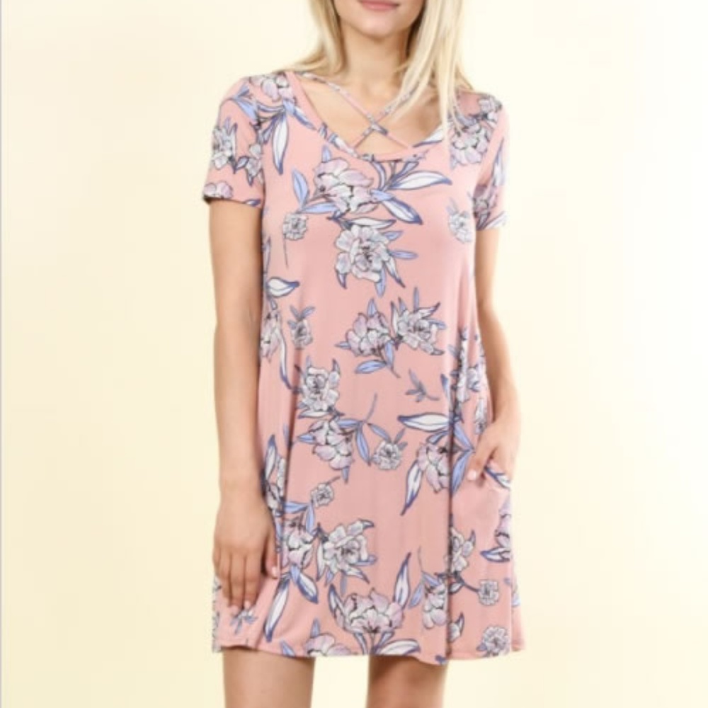 Floral mini dress with pocckets